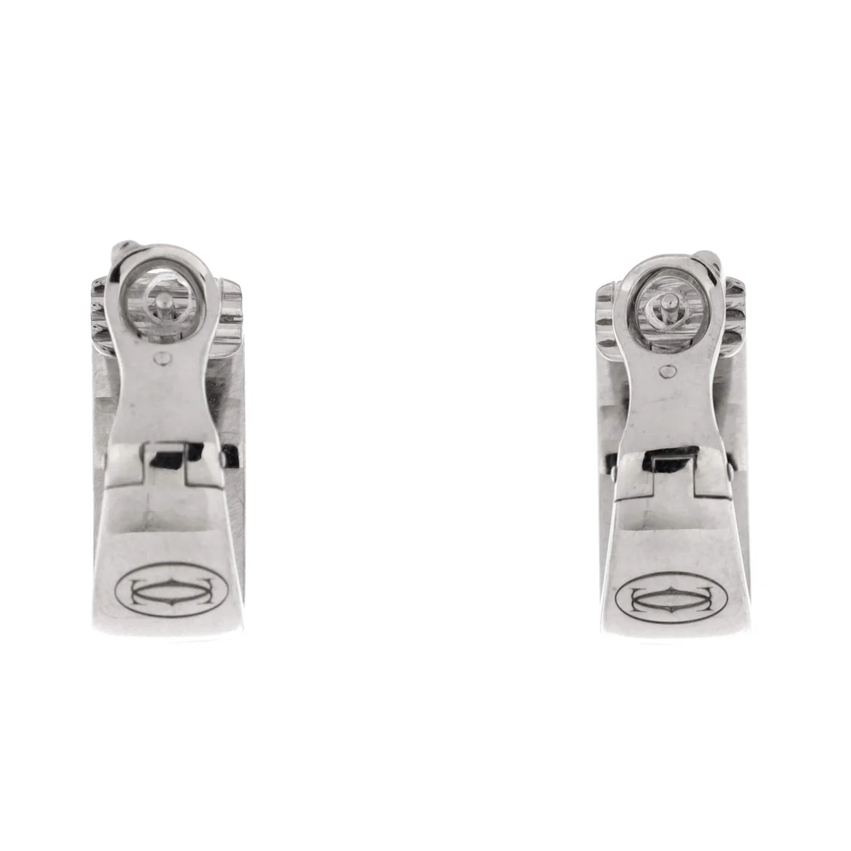 C de Cartier Happy Birthday Huggie Earrings 18K White Gold with Diamonds - Deep Luxury