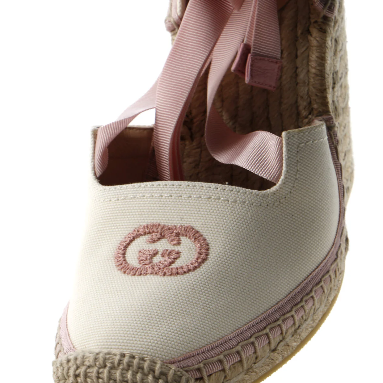 Women's Interlocking G Wedge Espadrilles Embroidered Canvas - Deep Luxury