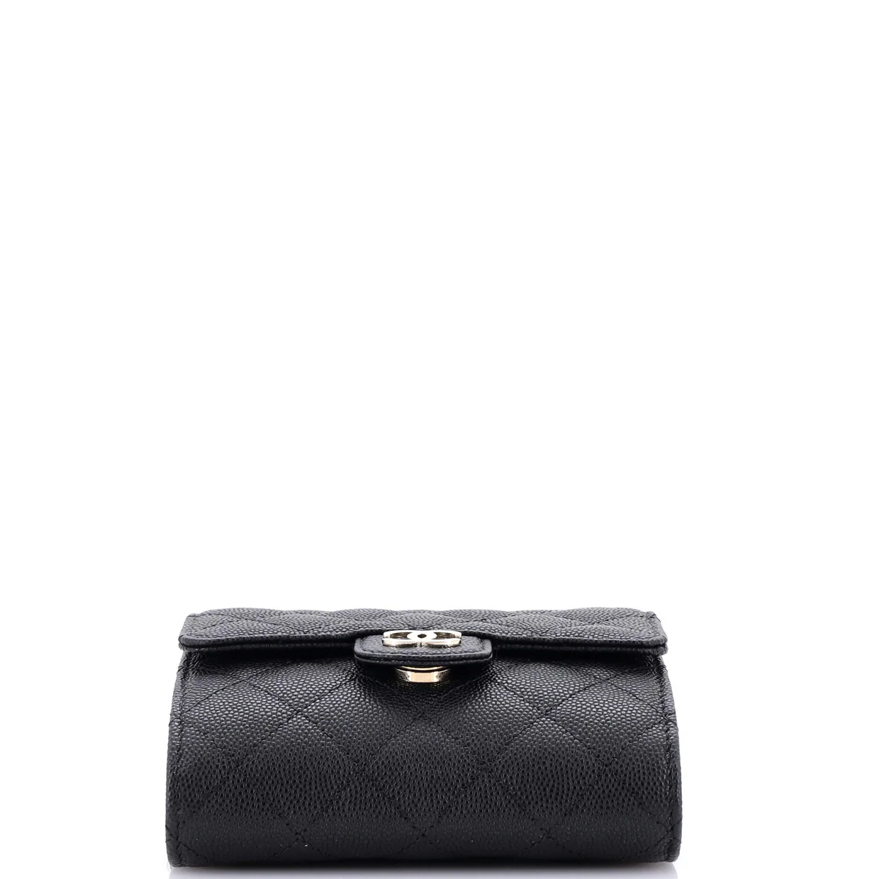 Flap Zip Around Card Case On Chain Quilted Caviar Mini - Deep Luxury