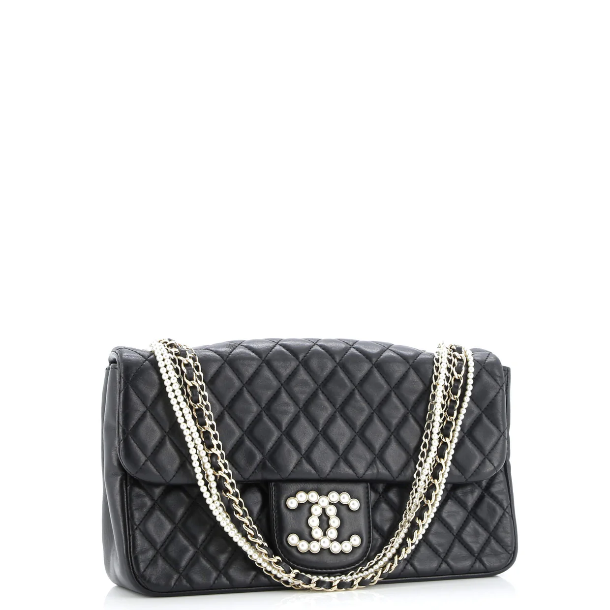 Westminster Pearl Chain Flap Bag Quilted Lambskin Medium - Deep Luxury