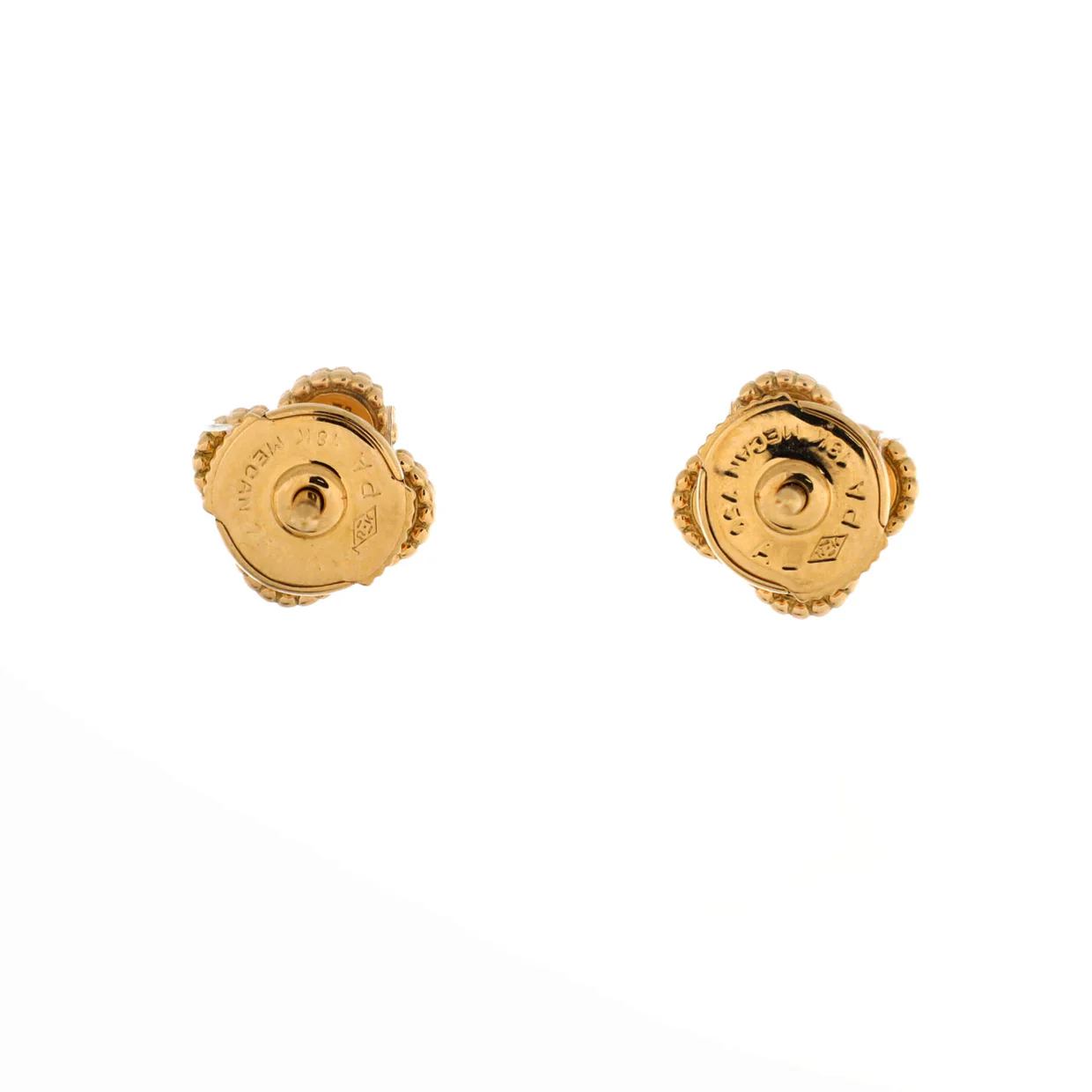 Sweet Alhambra Stud Earrings 18K Yellow Gold and Onyx - Deep Luxury