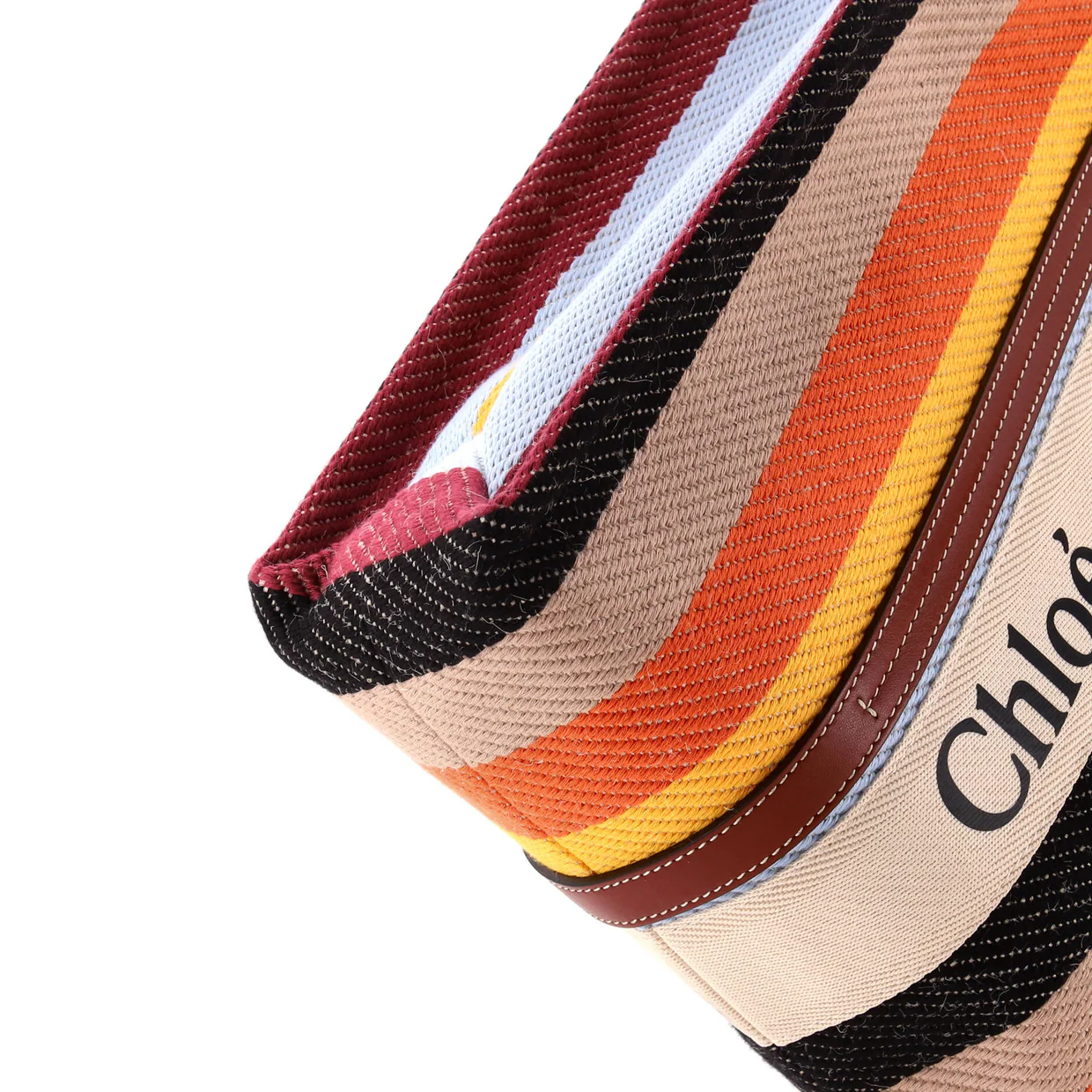 Woody Tote Striped Linen Large - Deep Luxury