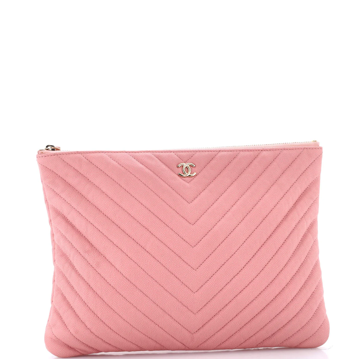 O Case Clutch Chevron Caviar Medium - Deep Luxury