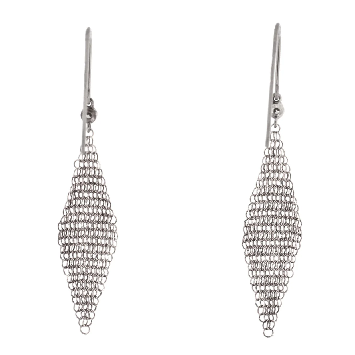 Elsa Peretti Mesh Earrings Sterling Silver with Diamonds Mini - Deep Luxury