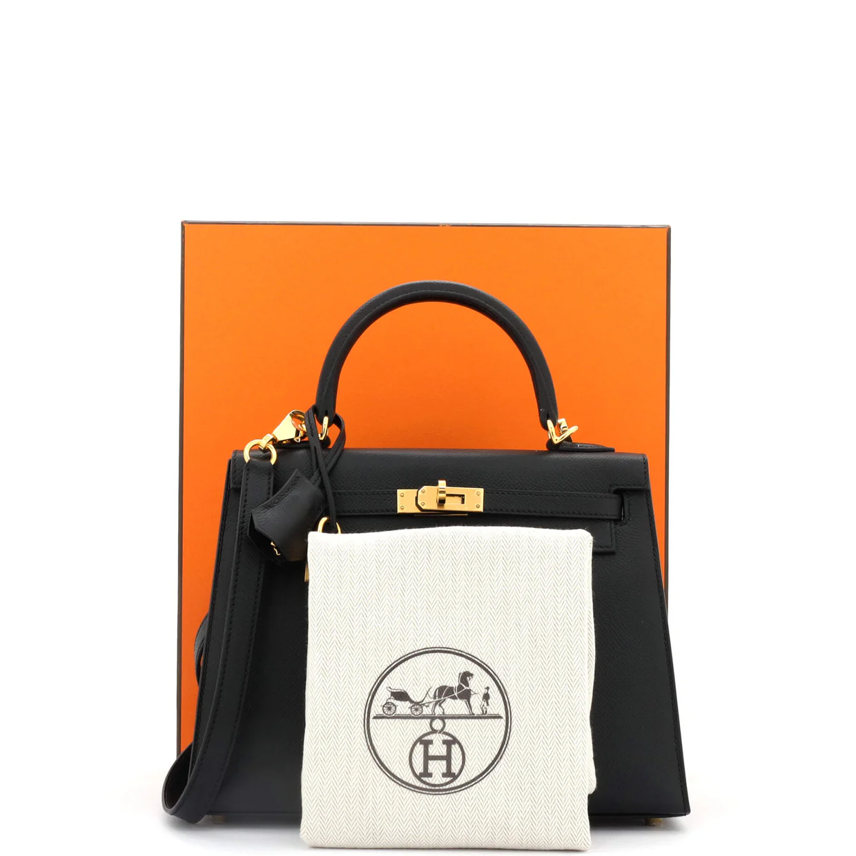 Kelly Handbag Noir Epsom with Gold Hardware 25 - Deep Luxury