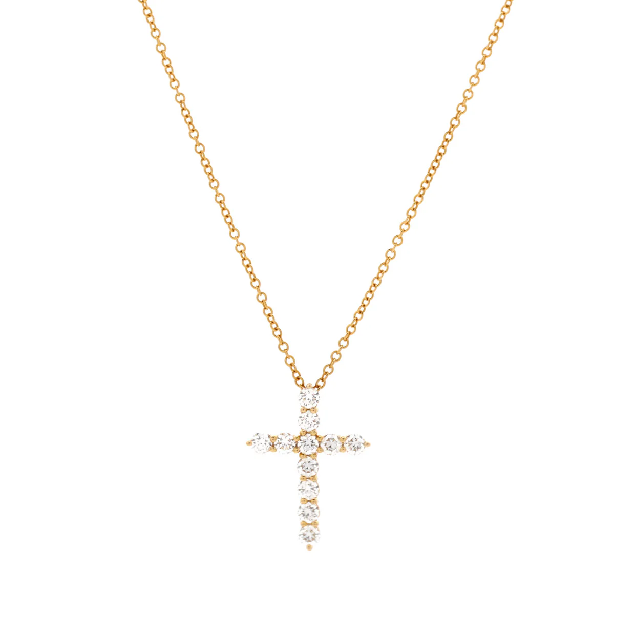 Cross Pendant Necklace 18K Rose Gold with Diamonds Mini - Deep Luxury