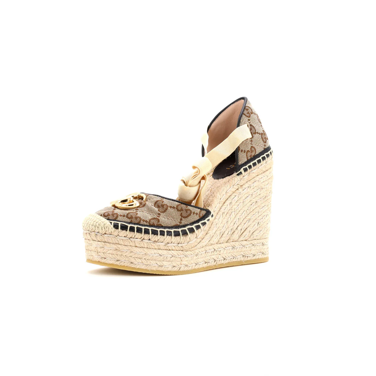 Women's GG Marmont Wedge Espadrilles Diagonal Quilted GG Canvas - Deep Luxury