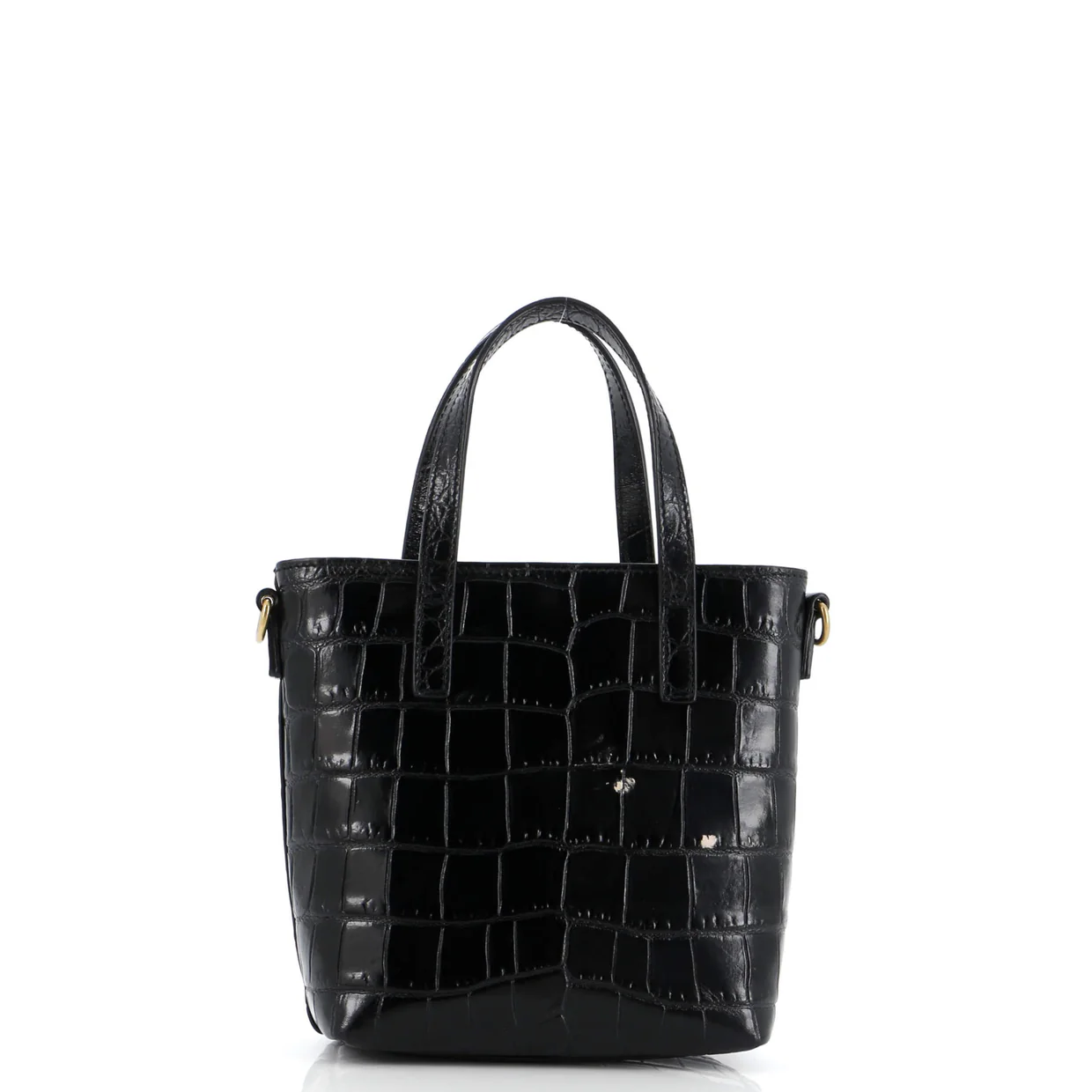 Shopper Tote Crocodile Embossed Leather Mini Toy - Deep Luxury