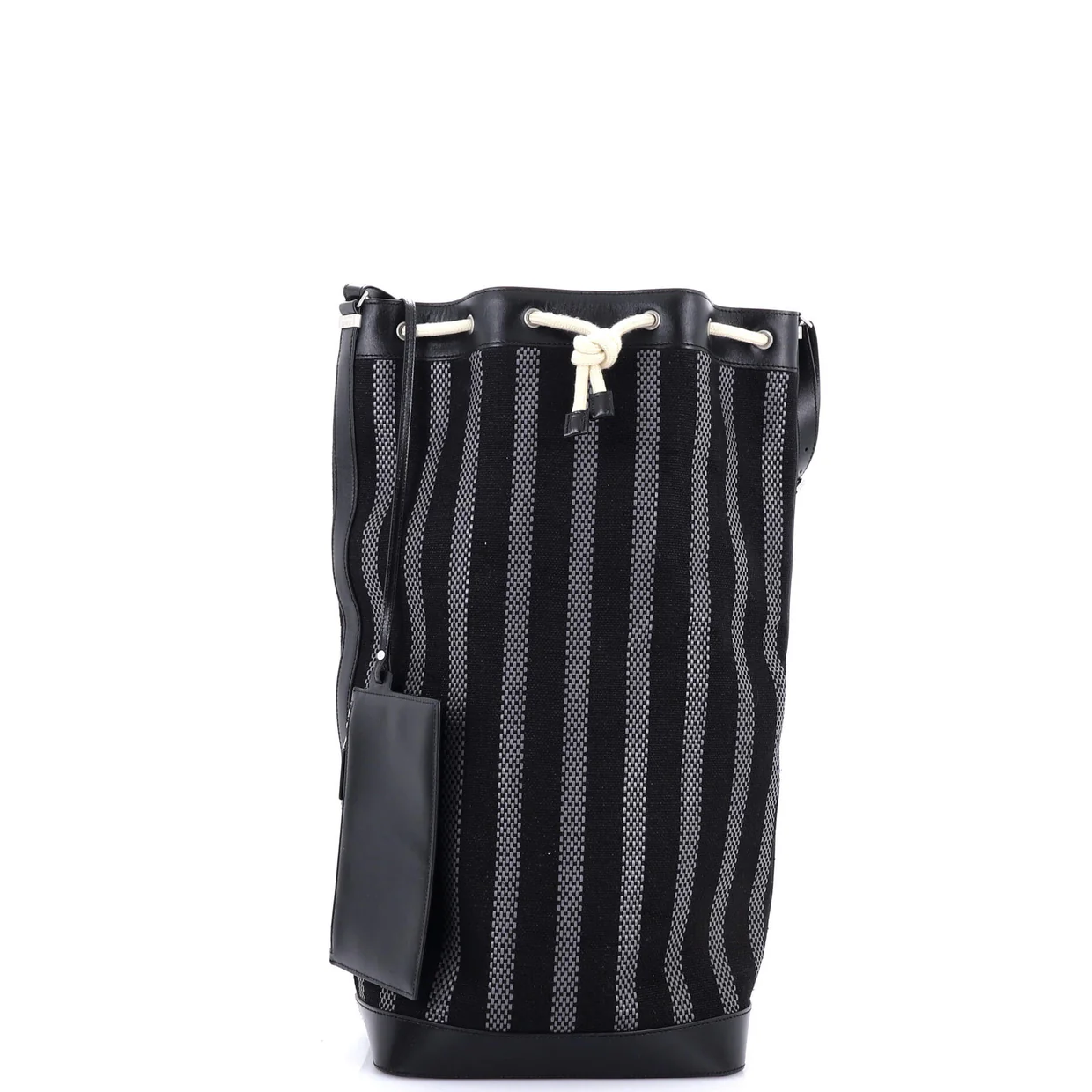 Sport Bucket Bag Striped Canvas and Leather - Deep Luxury