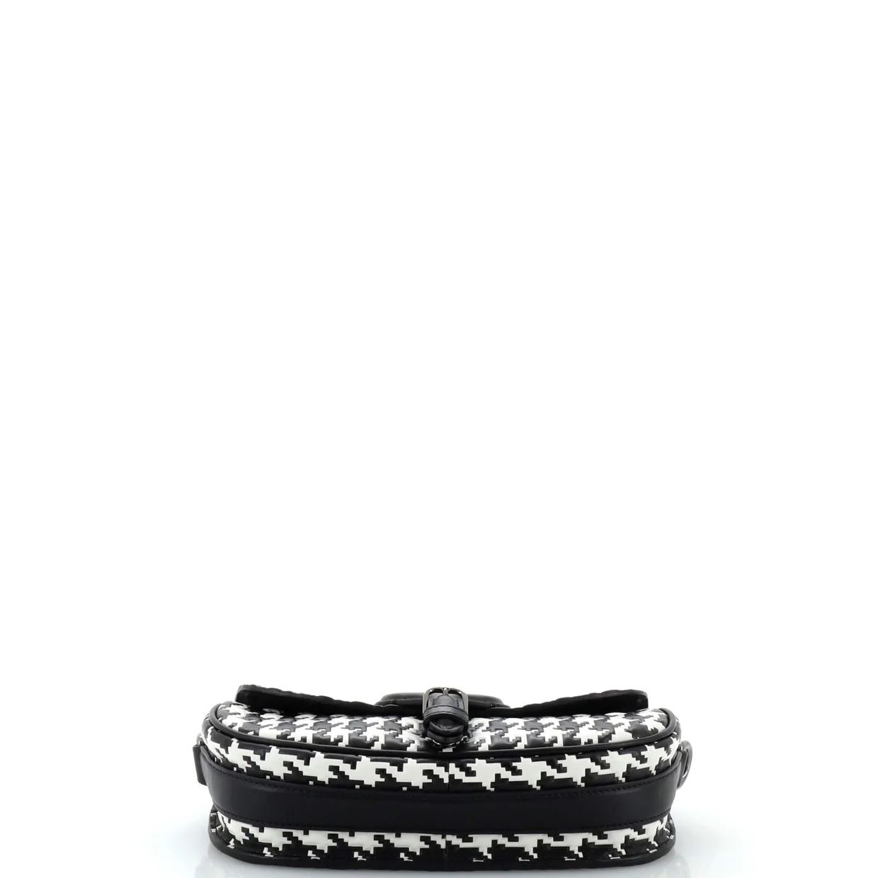 Bobby Flap Bag Houndstooth Embossed Calfskin East West - Deep Luxury