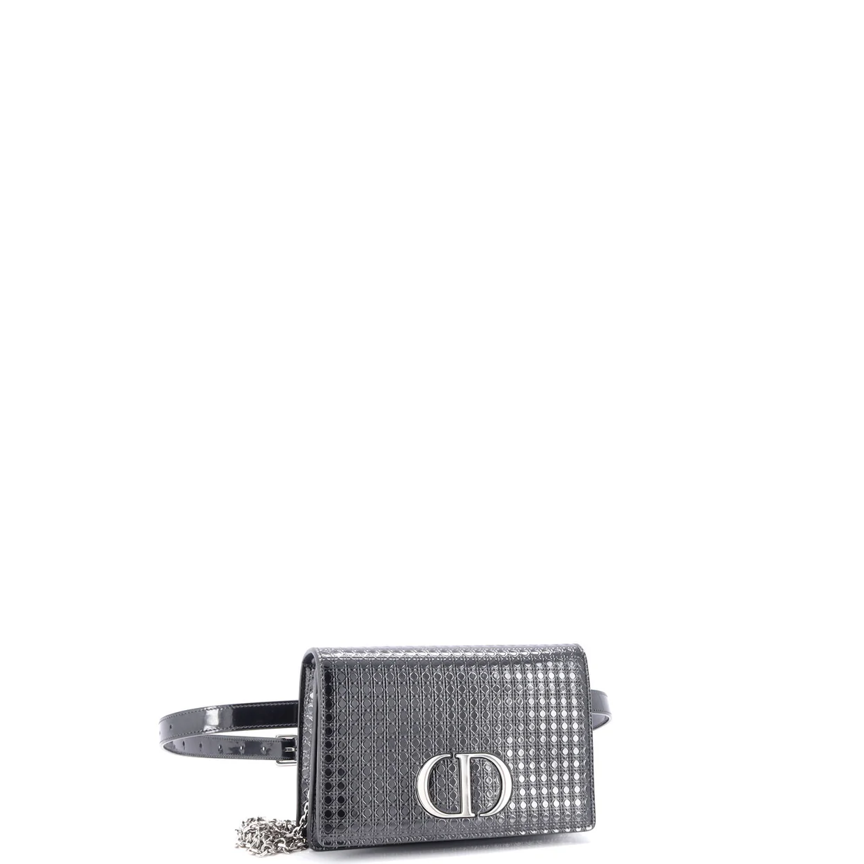 30 Montaigne 2-in-1 Pouch Micro Cannage Metallic Calfskin - Deep Luxury