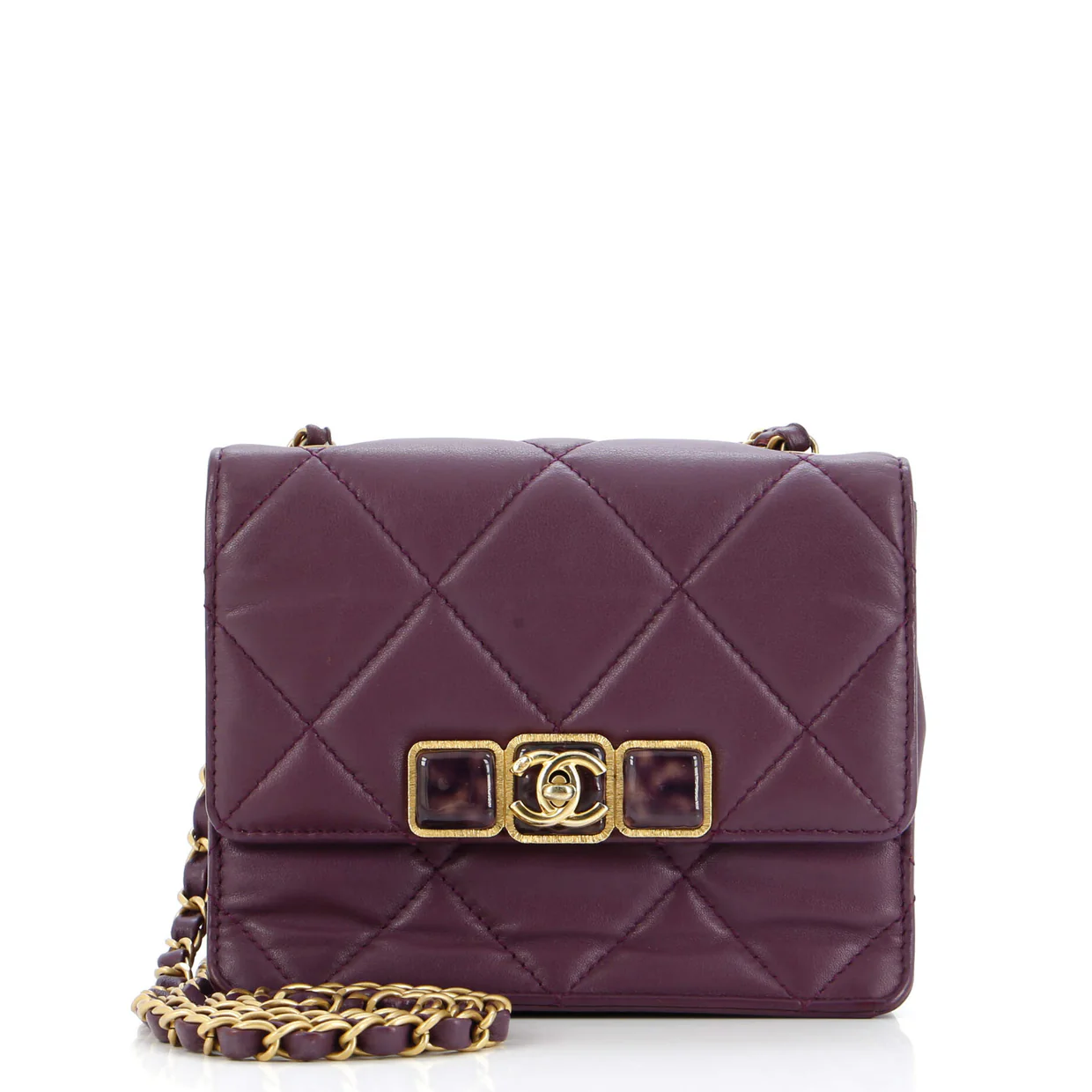 Resin CC Flap Bag Quilted Calfskin Mini - Deep Luxury