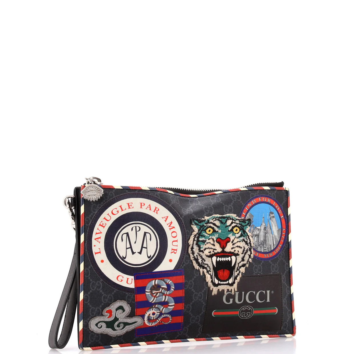 Night Courrier Pouch GG Coated Canvas with Applique - Deep Luxury