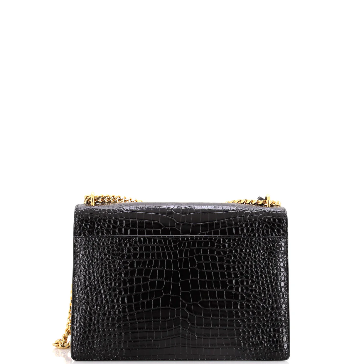 Sunset Crossbody Bag Crocodile Embossed Leather Large - Deep Luxury
