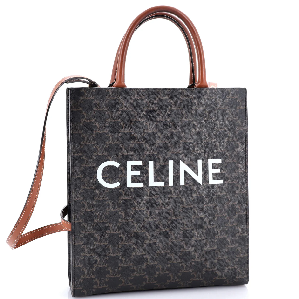 Vertical Cabas Tote Triomphe Coated Canvas Small - Deep Luxury