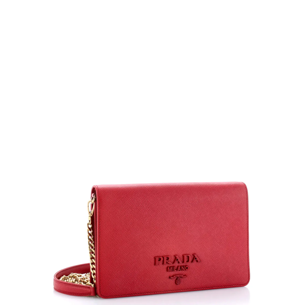 Monochrome Chain Flap Bag Saffiano Leather Small - Deep Luxury