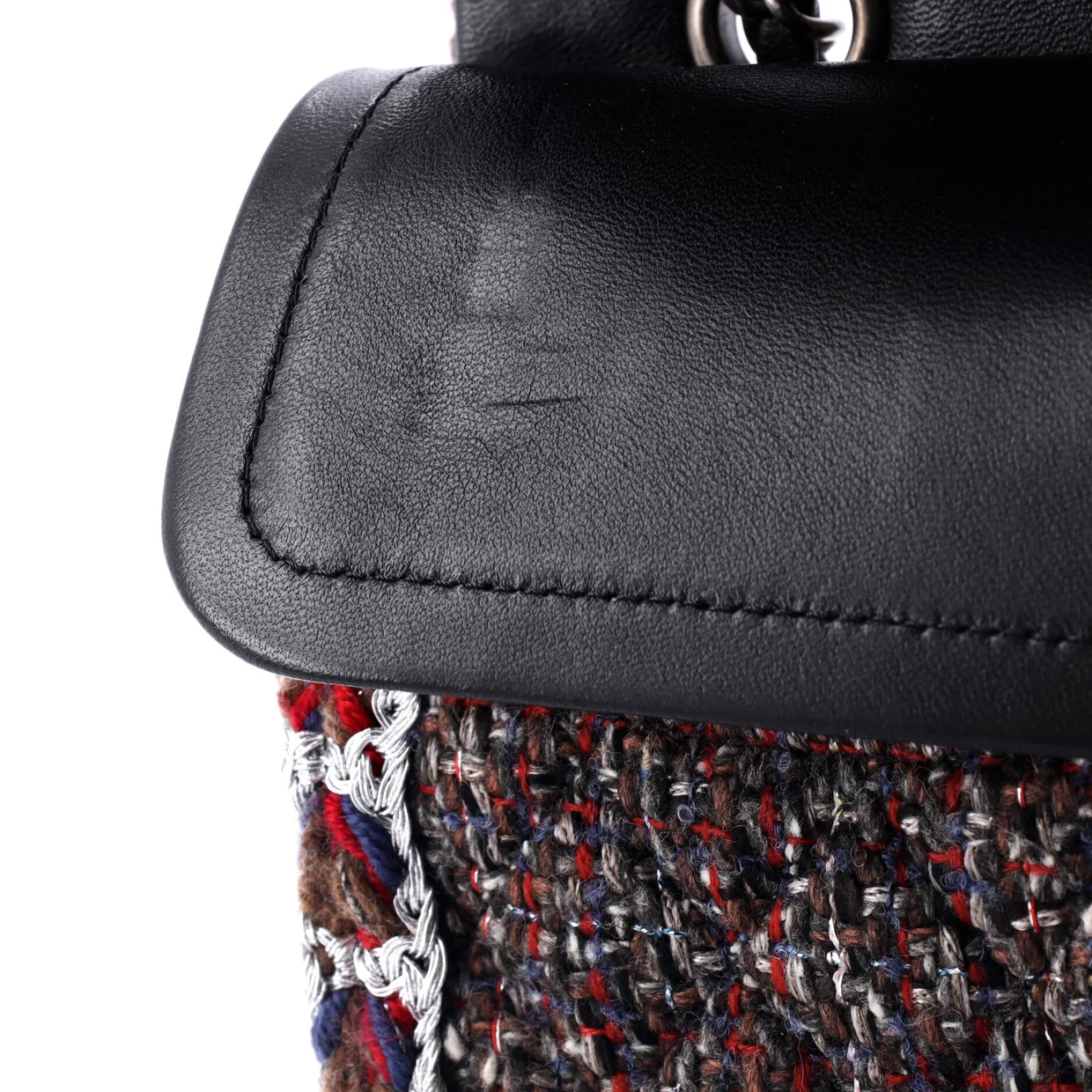 Classic Double Flap Bag Braided Quilted Tweed Medium - Deep Luxury