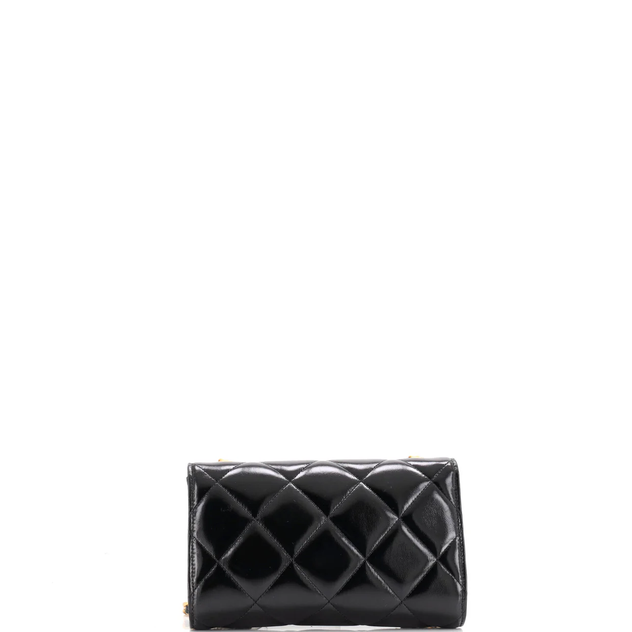 CC Medallion Wallet on Chain Quilted Shiny Lambskin - Deep Luxury
