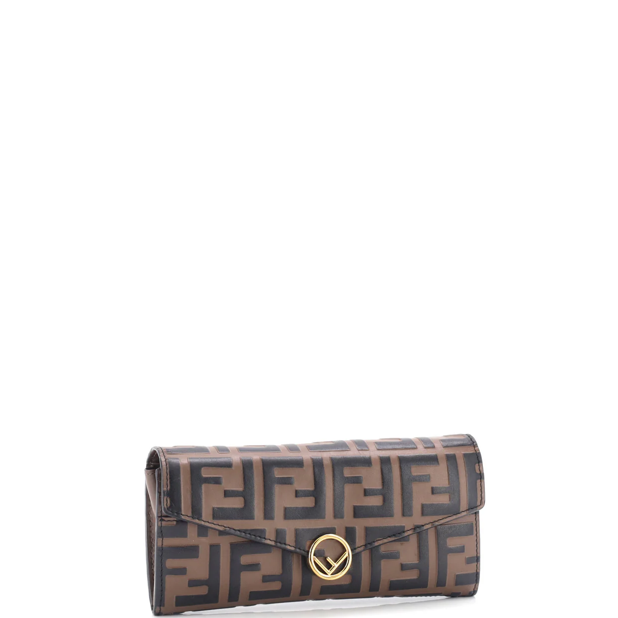 F is Fendi Continental Chain Wallet Zucca Embossed Leather - Deep Luxury