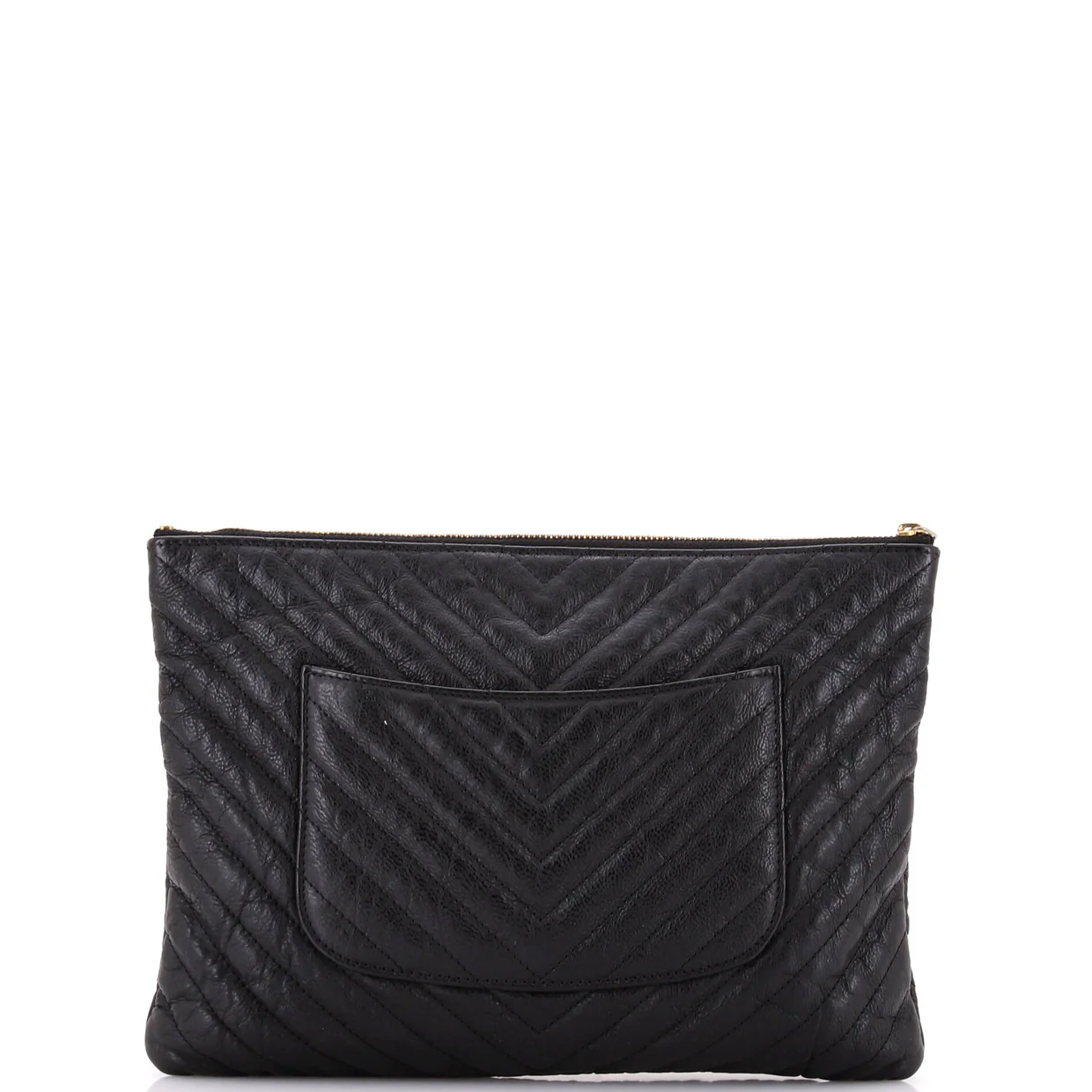 O Case Clutch Chevron Aged Calfskin Medium - Deep Luxury