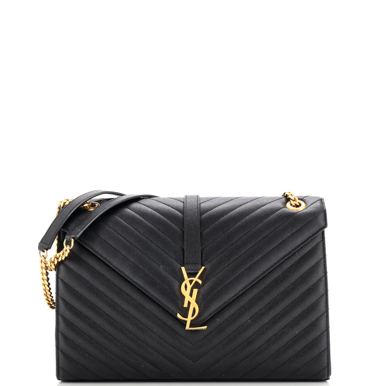 Classic Monogram Envelope Satchel Matelasse Chevron Leather Large - Deep Luxury
