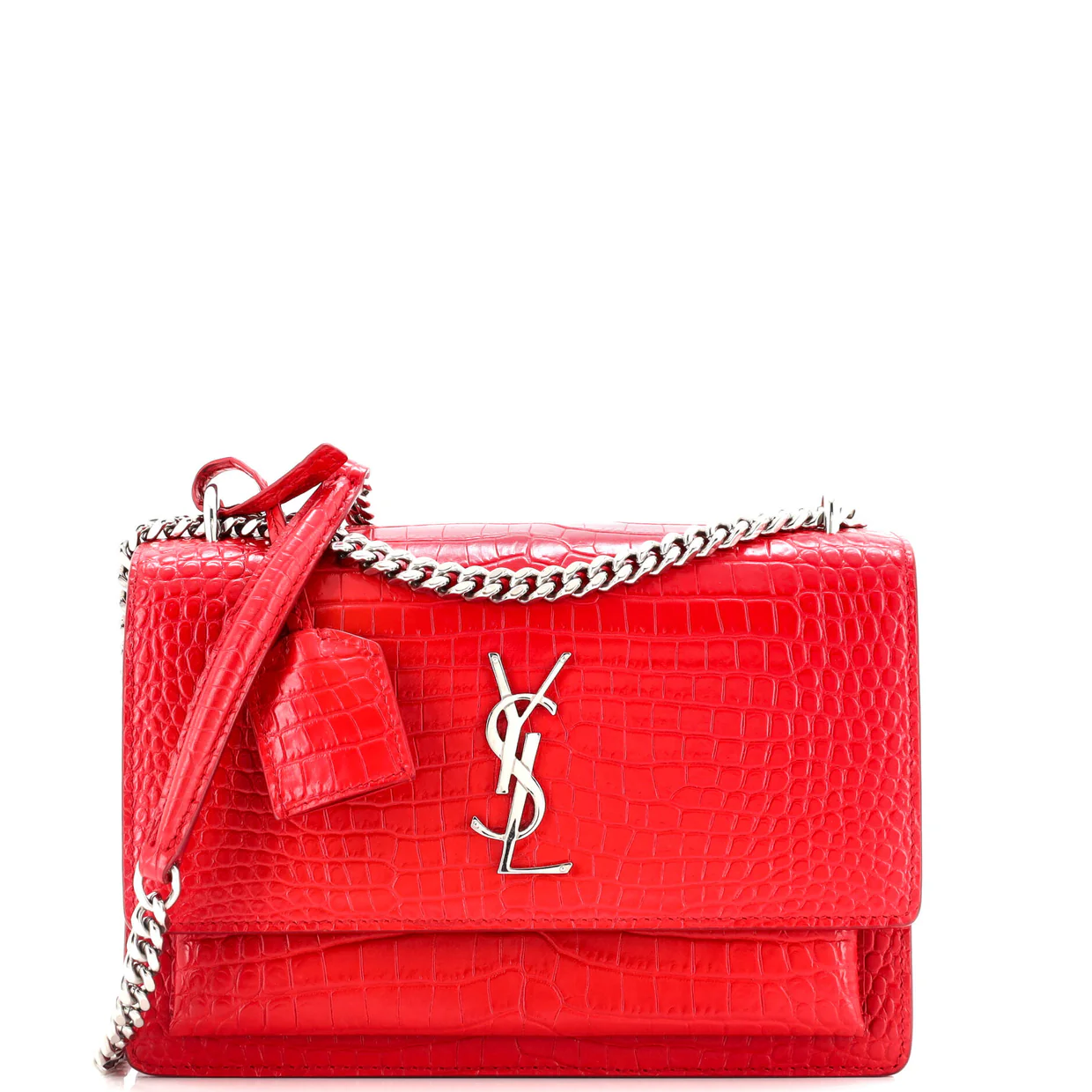Sunset Crossbody Bag Crocodile Embossed Leather Medium - Deep Luxury