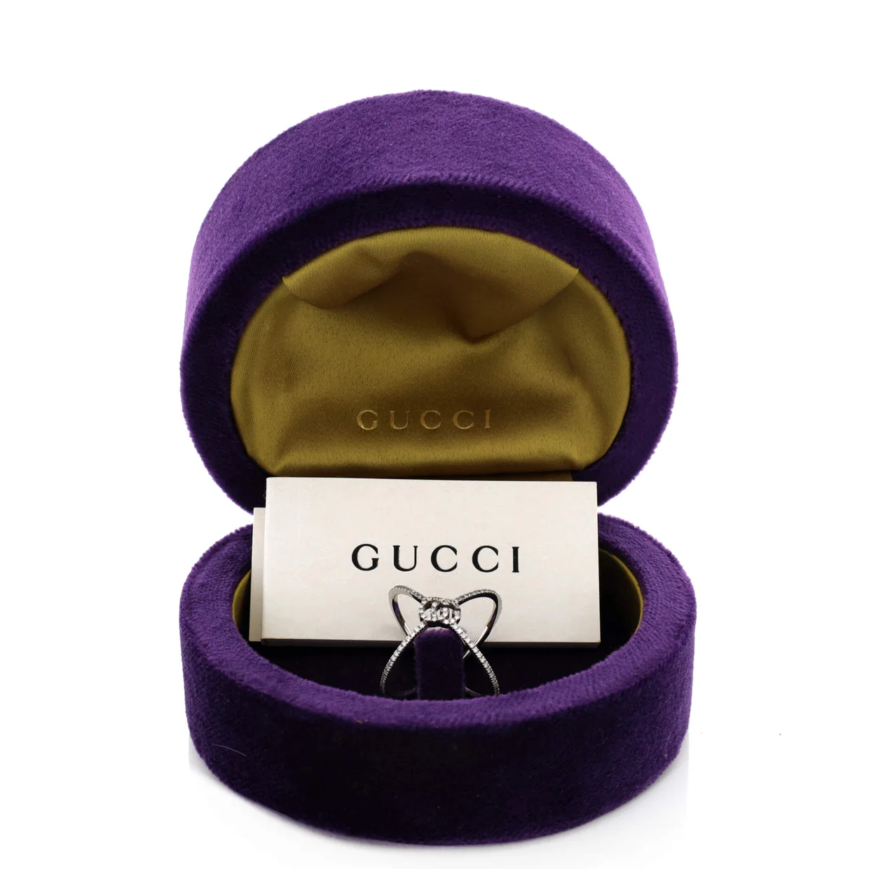 GG Running Cross Ring 18K White Gold and Pave Diamonds - Deep Luxury