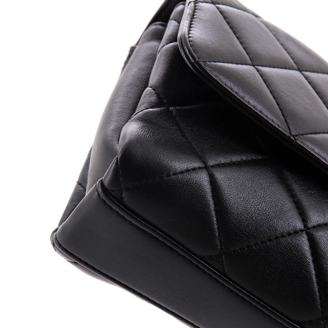 Crystal Logo Letters Chain Handle Flap Bag Quilted Lambskin Small - Deep Luxury