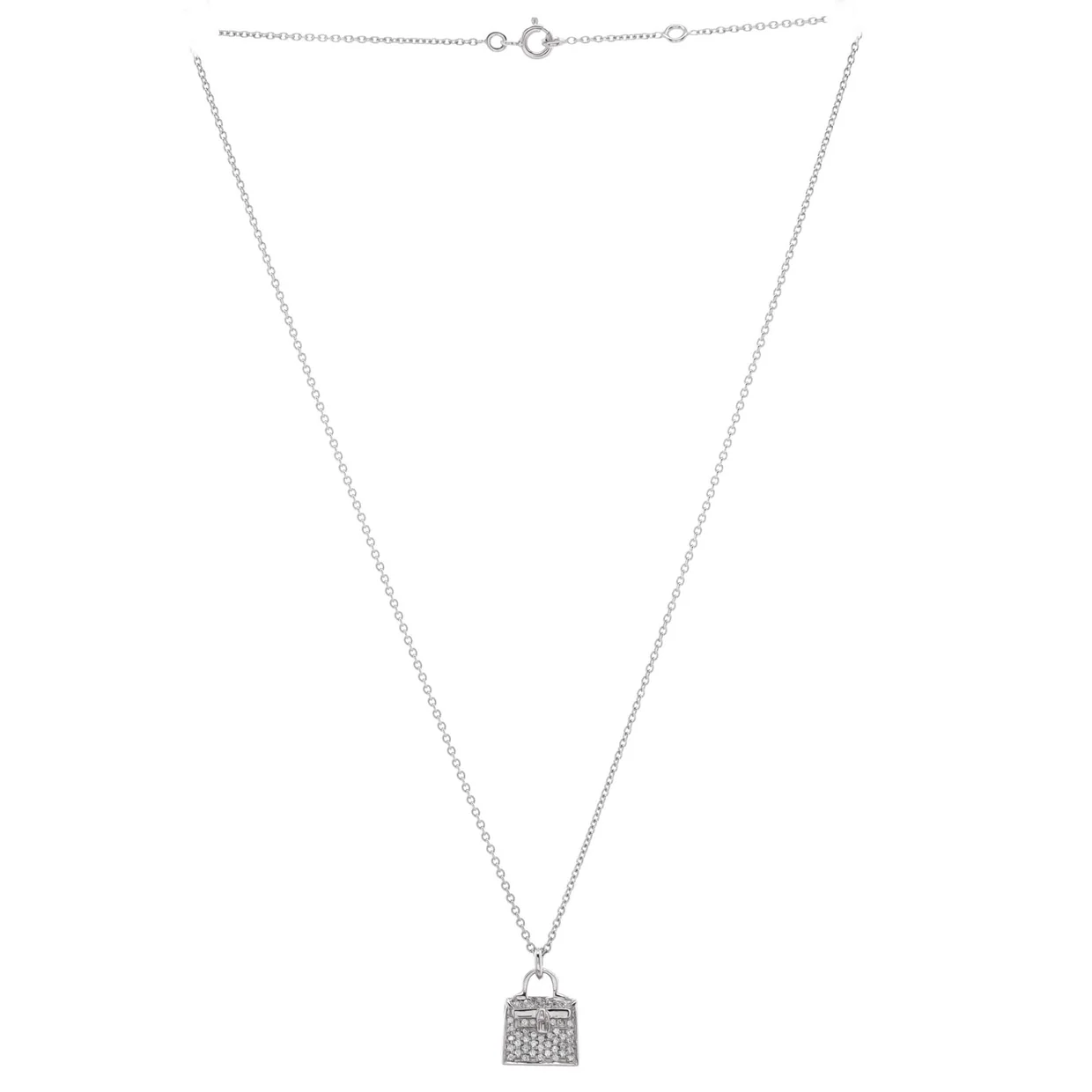 Kelly Amulette Pendant Necklace 18K White Gold and Diamonds - Deep Luxury