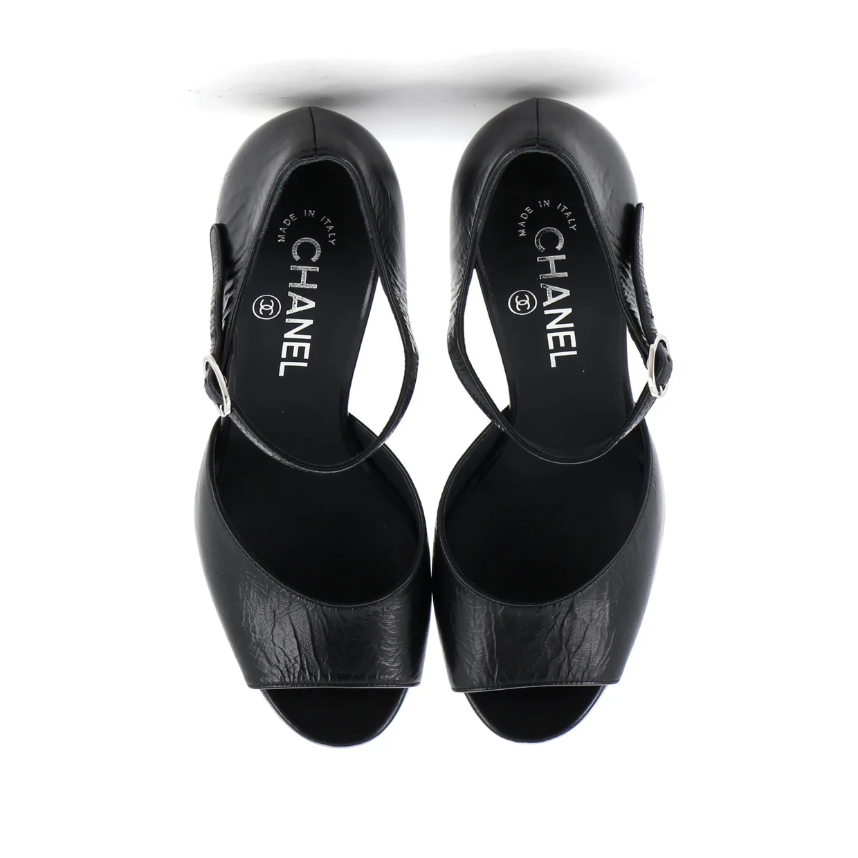 Women's CC Ankle Strap Metallic Platform Sandals Leather - Deep Luxury