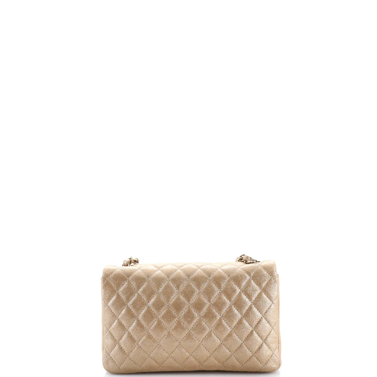 Pearl CC Crystal Flap Bag Quilted Iridescent Fabric Small - Deep Luxury