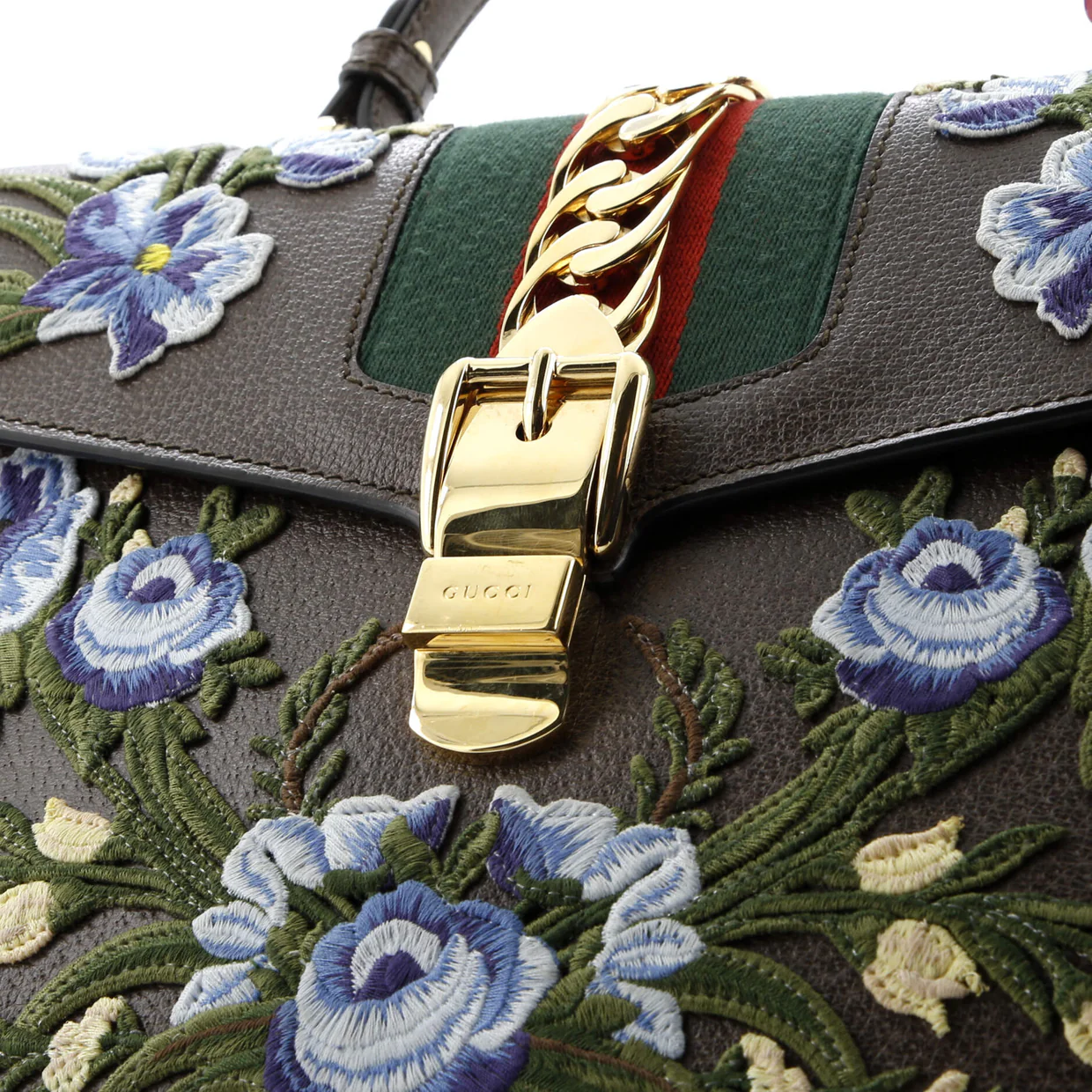 Sylvie Top Handle Bag Embroidered Leather Medium - Deep Luxury