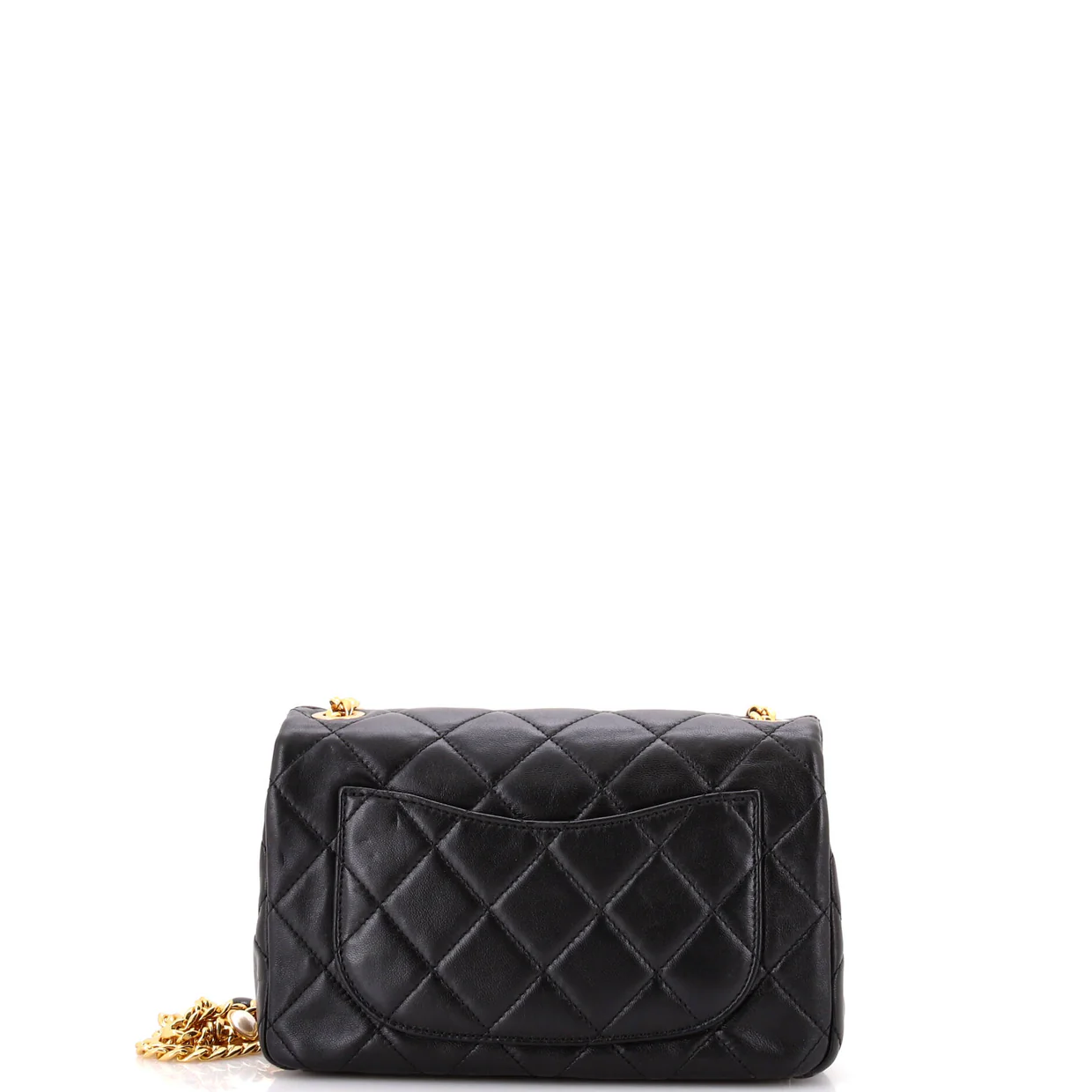 Resin Pearl Chain Flap Bag Quilted Lambskin Small - Deep Luxury