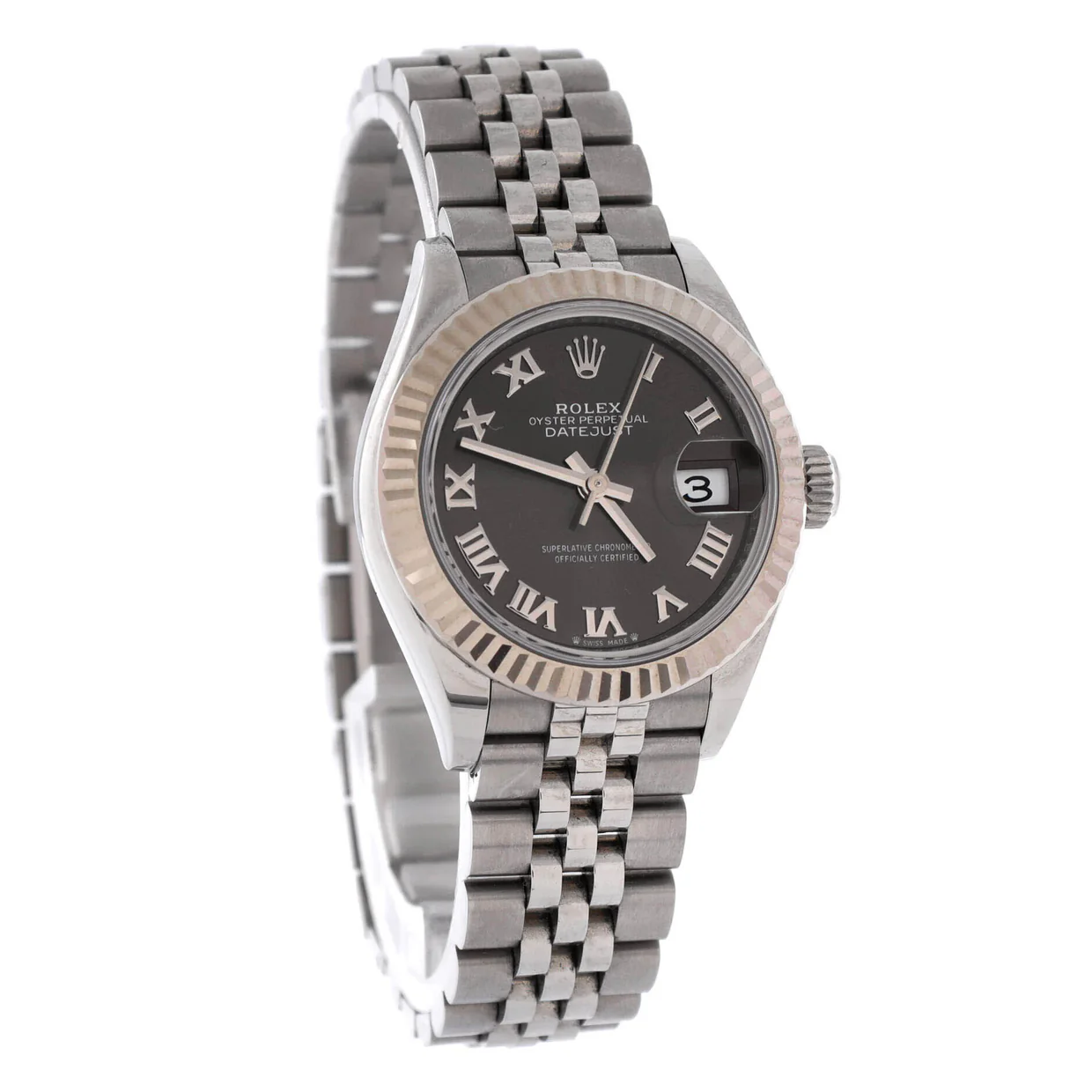 Oyster Perpetual Datejust Dark Grey Automatic Watch Stainless Steel and White Gold 28 - Deep Luxury