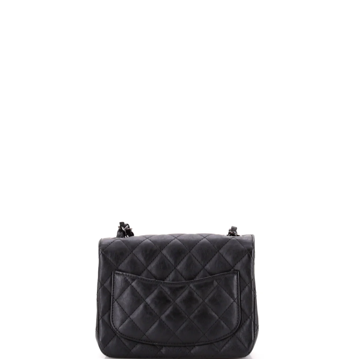 So Black Square Classic Single Flap Bag Quilted Crumpled Calfskin Mini - Deep Luxury