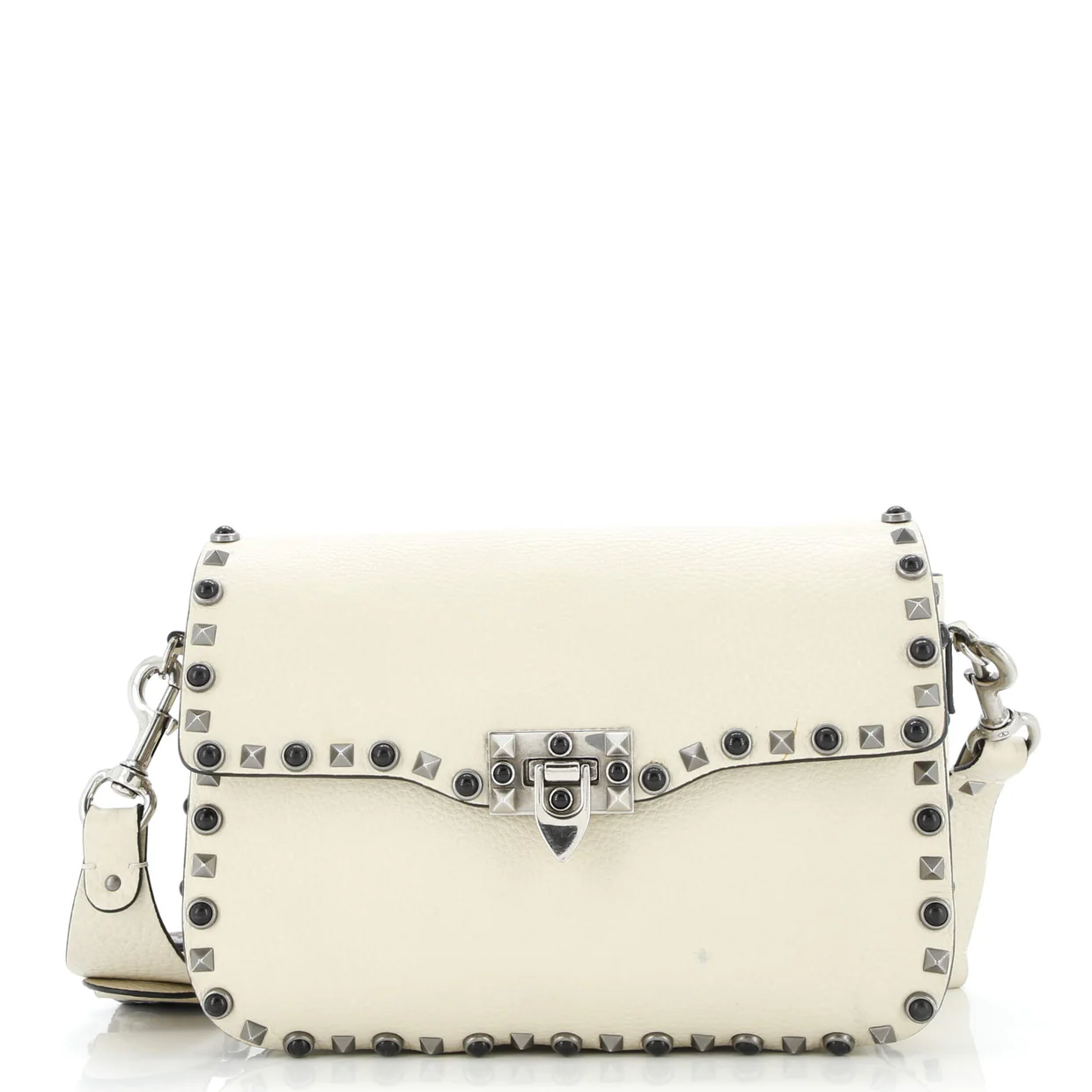 Rolling Rockstud Crossbody Bag Leather with Cabochons Medium - Deep Luxury