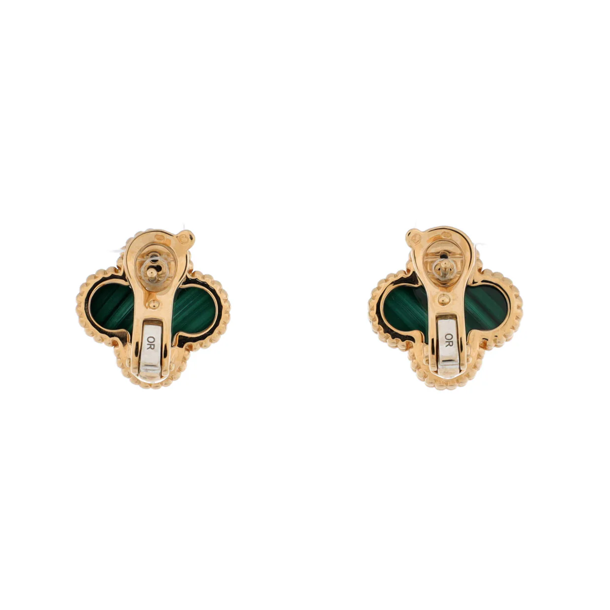 Vintage Alhambra Earrings 18K Yellow Gold and Malachite - Deep Luxury