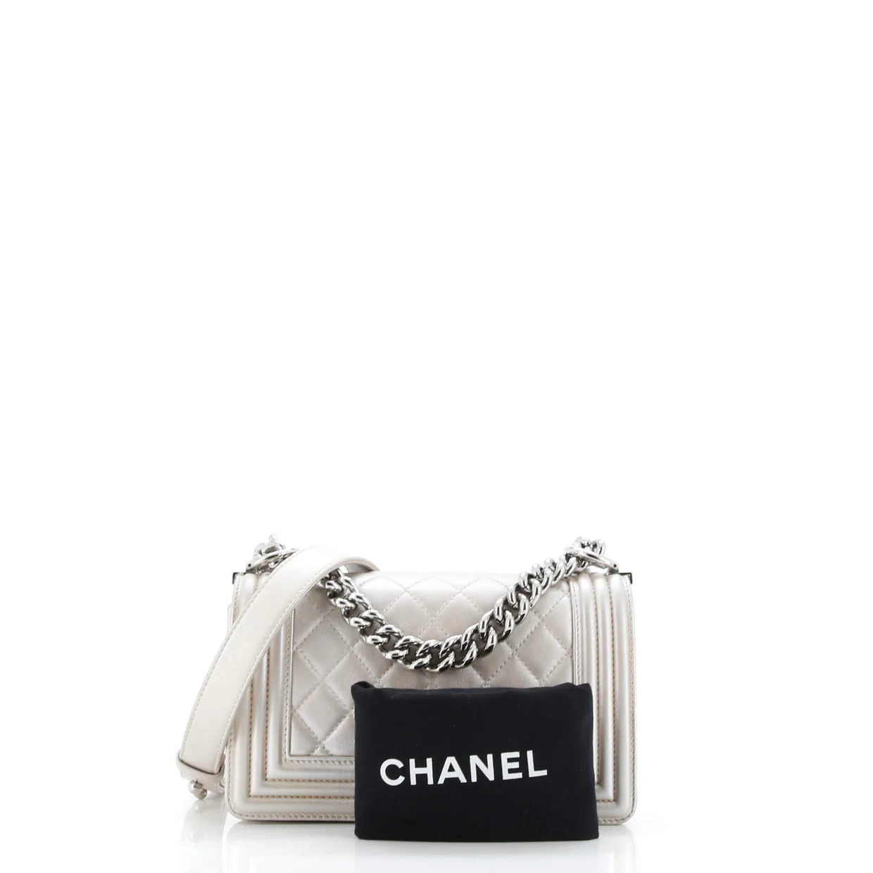 Boy Flap Bag Quilted Metallic Calfskin Small - Deep Luxury