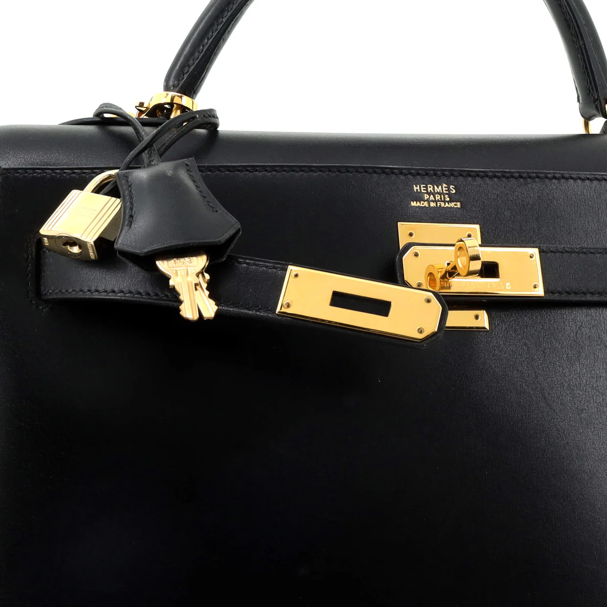 Kelly Handbag Noir Box Calf with Gold Hardware 32 - Deep Luxury