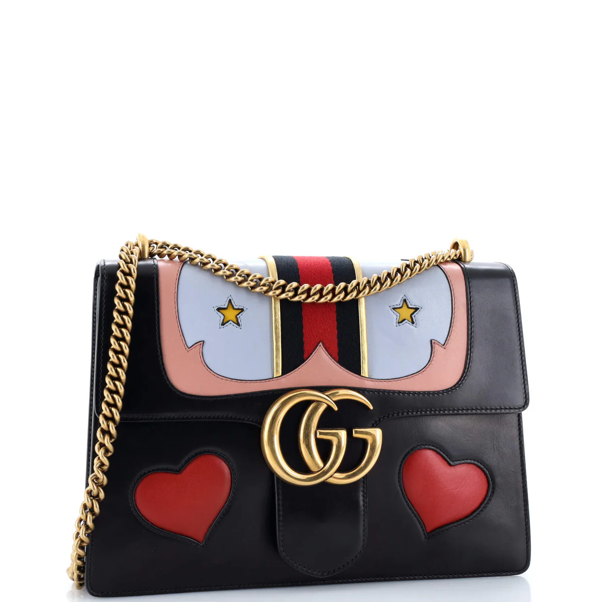 Web Heart GG Marmont Chain Shoulder Bag Leather Medium - Deep Luxury