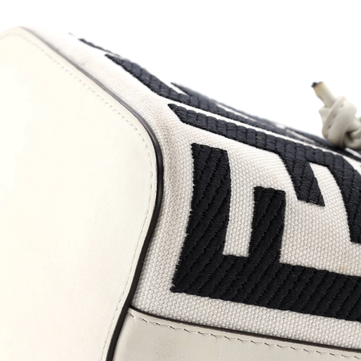 Woven Handle Mon Tresor Bucket Bag Zucca Embroidered Canvas Mini - Deep Luxury