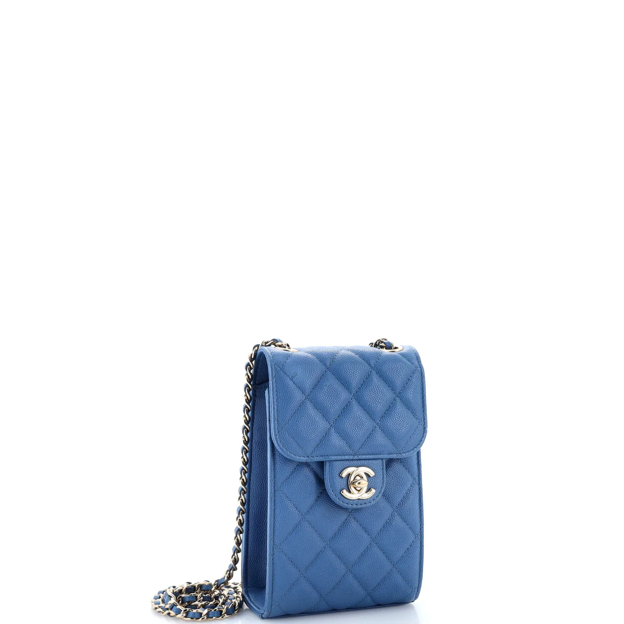 CC Flap Phone Holder Crossbody Bag Quilted Caviar - Deep Luxury