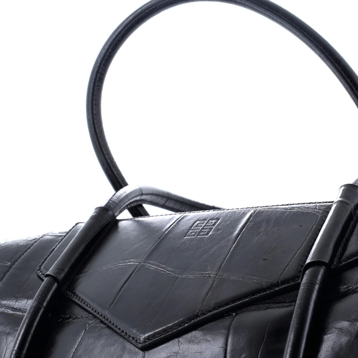 Antigona Soft Lock Bag Crocodile Embossed Leather Medium - Deep Luxury