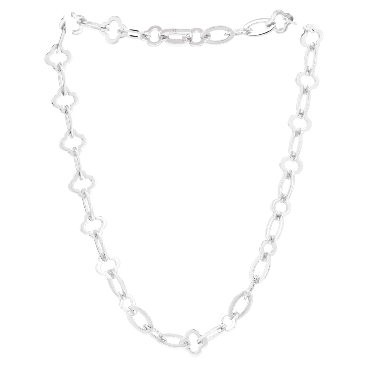 Byzantine Alhambra Chain Link Necklace 18K White Gold - Deep Luxury