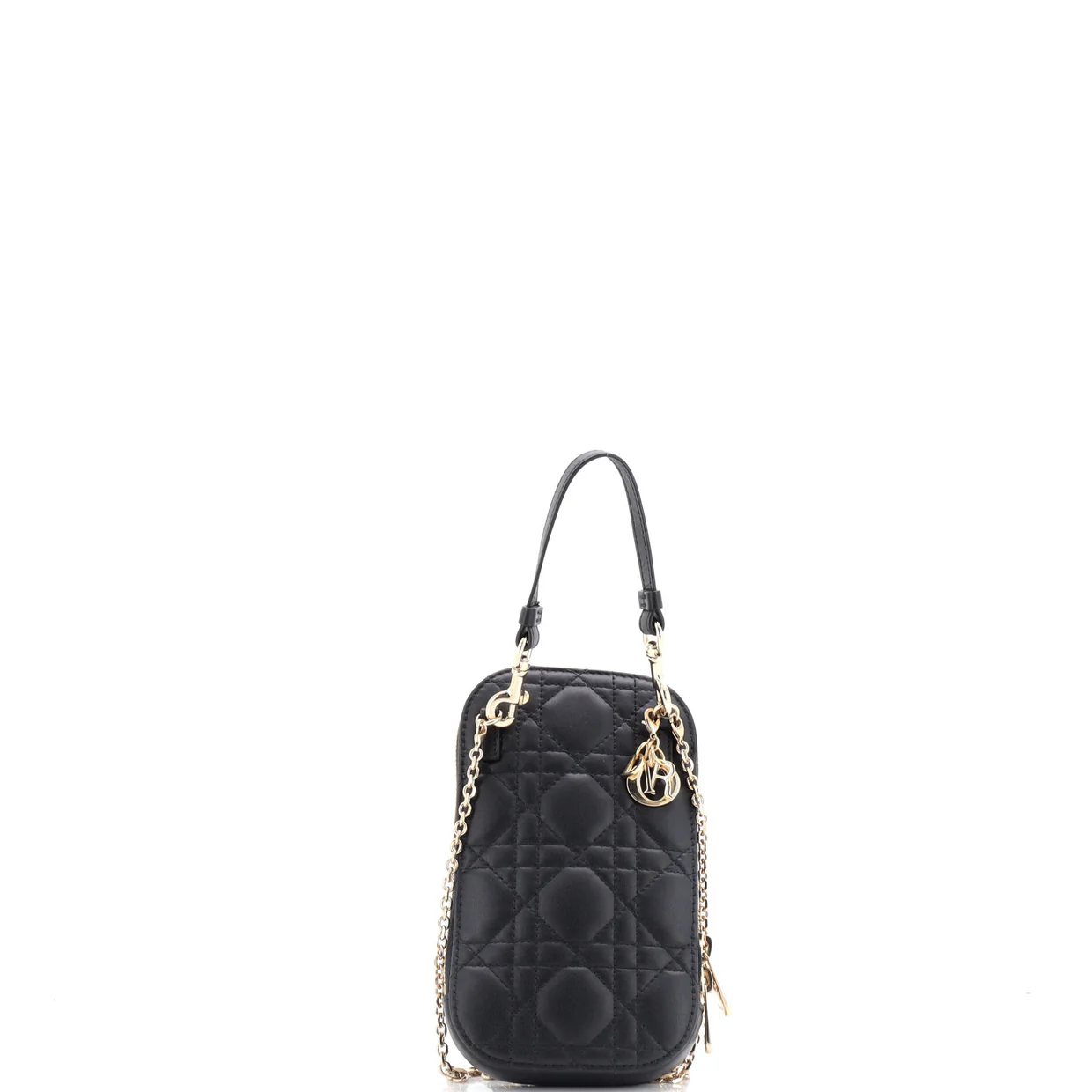 Lady Dior Phone Holder on Chain Cannage Quilt Lambskin - Deep Luxury