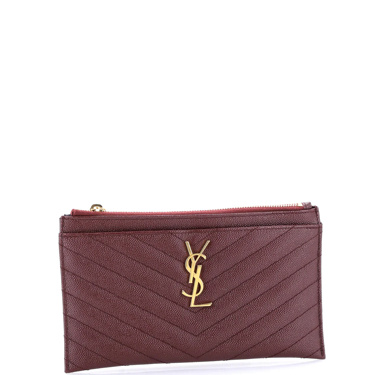 Classic Monogram Zip Bill Pouch Matelasse Chevron Leather Medium - Deep Luxury