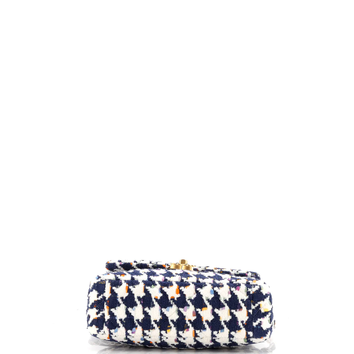 19 Flap Bag Quilted Houndstooth Tweed and Ribbon Medium - Deep Luxury