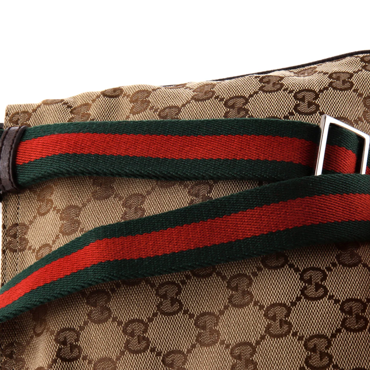 Web Strap Zip Messenger Bag GG Canvas Small - Deep Luxury
