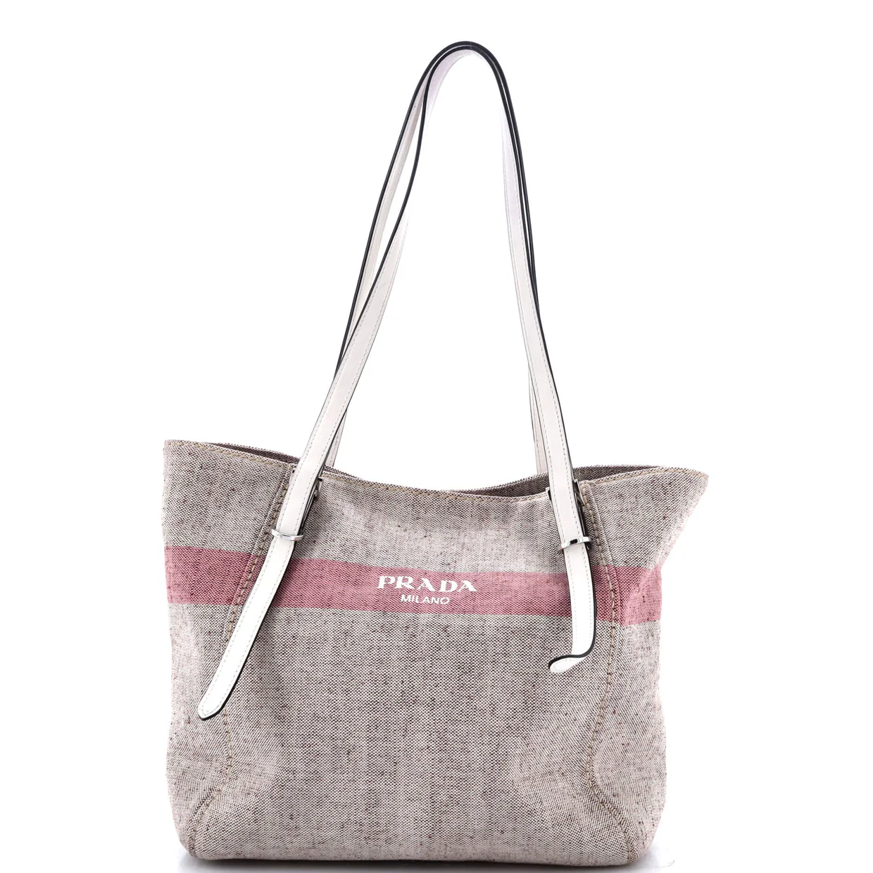 Logo Stripe Shopper Tote Canvas and Leather - Deep Luxury