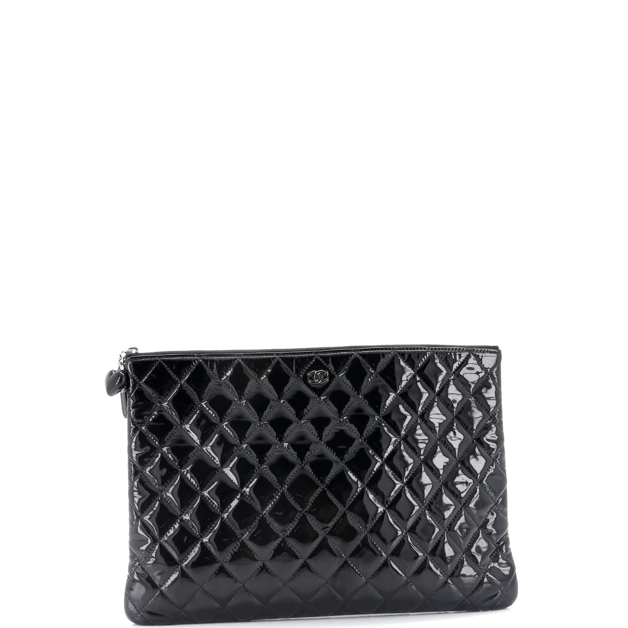 Valentine Hearts O Case Clutch Quilted Patent Large - Deep Luxury